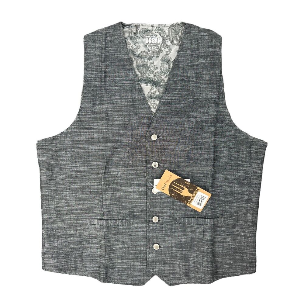 Chef Works Waitstaff Vest Mens L Large Gray Button Up Urban Collection Server